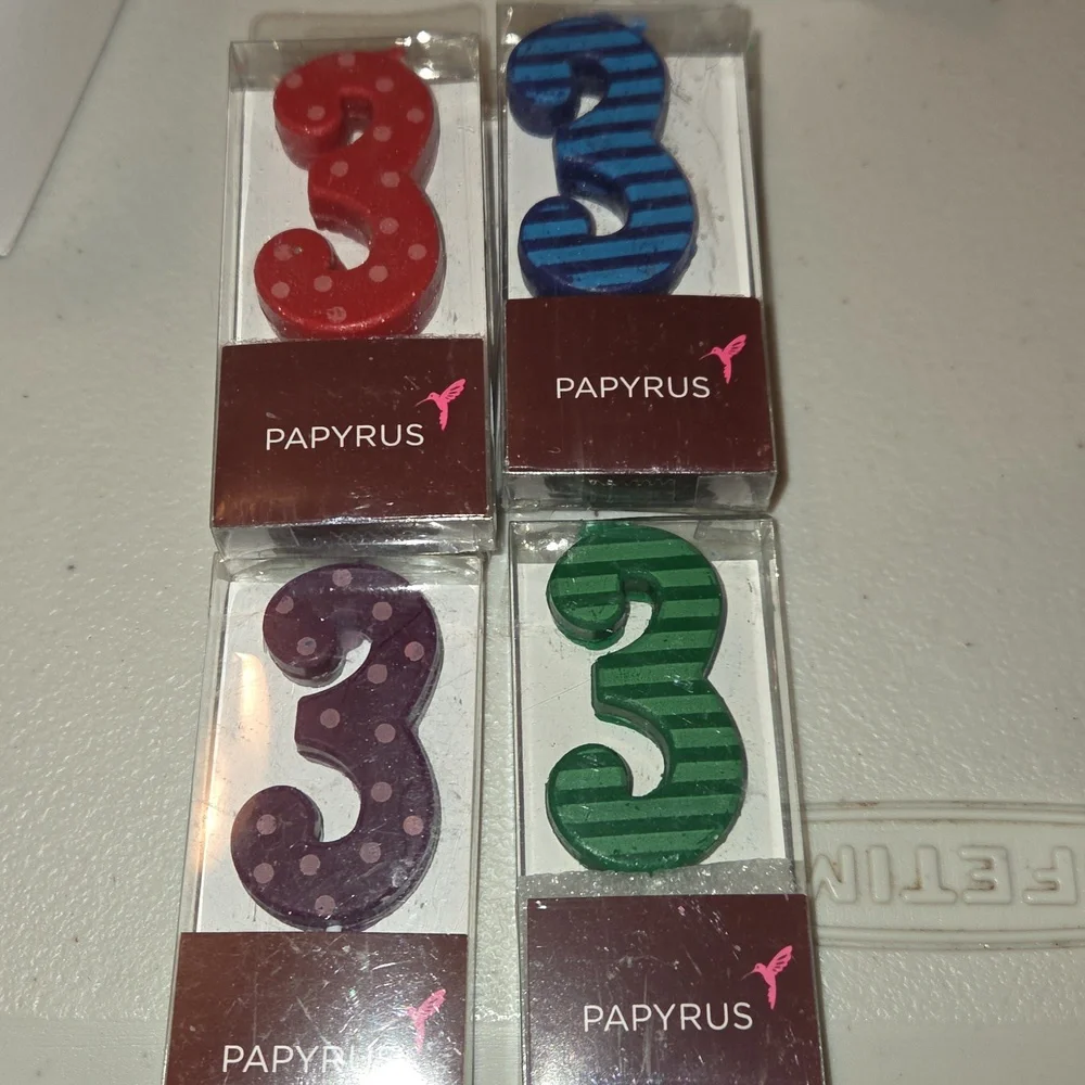 New PAPYRUS #3 Multi-Color Celebration Candled Pack Of 6